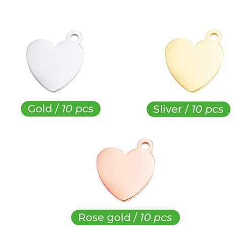 xTool Heart-Shaped Pendant - Gold, Silver, & Rose Gold - 30pcs